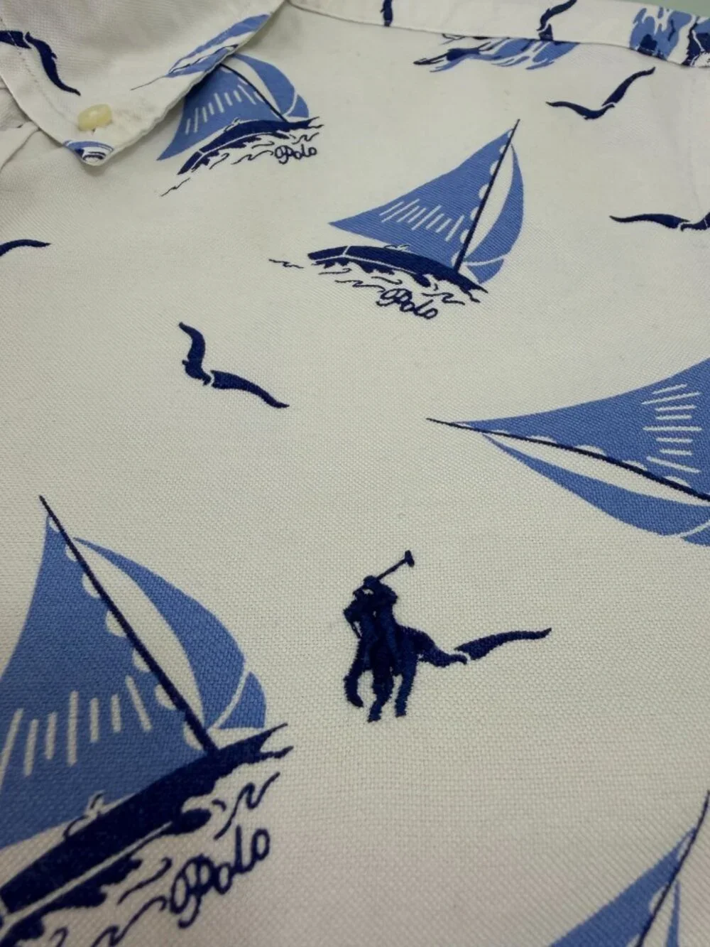 Polo Ralph Lauren Sailboat Bear Oxford Shirt Men Small S Button Down Classic Fit